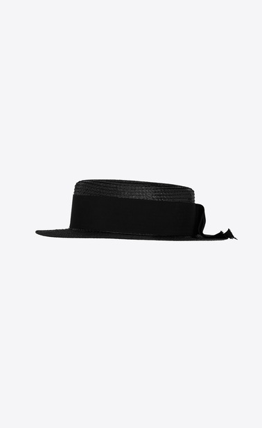 Small boater hat in varnished straw